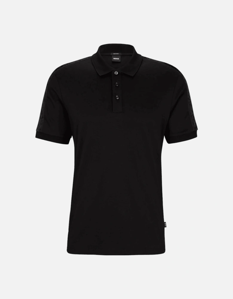 Parlay 189 Monogram Trim Black Polo Shirt