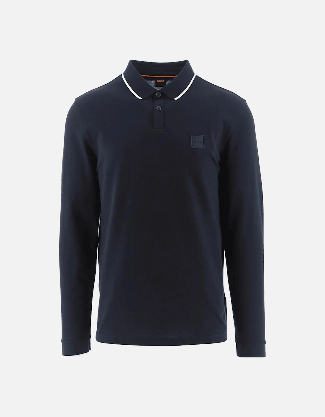 Passertip Patch Logo Long Sleeve Navy Polo Shirt, 4 of 3