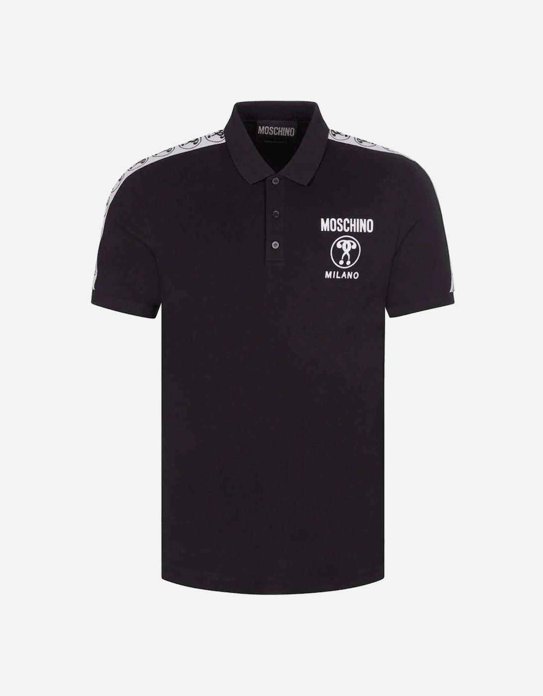 Cotton Taped Milano Logo Black Polo Shirt, 4 of 3