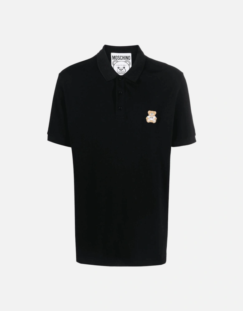 Cotton Bear Logo Button Up Black Polo Shirt