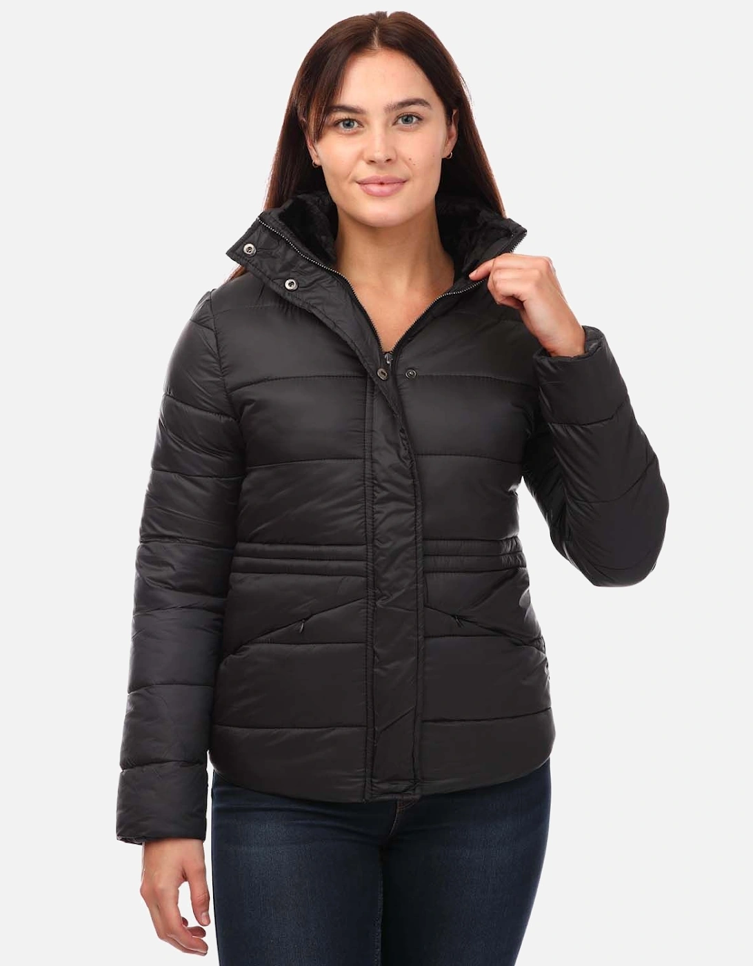Womens Padded Jacket with Inner Fur Collar, 5 of 4