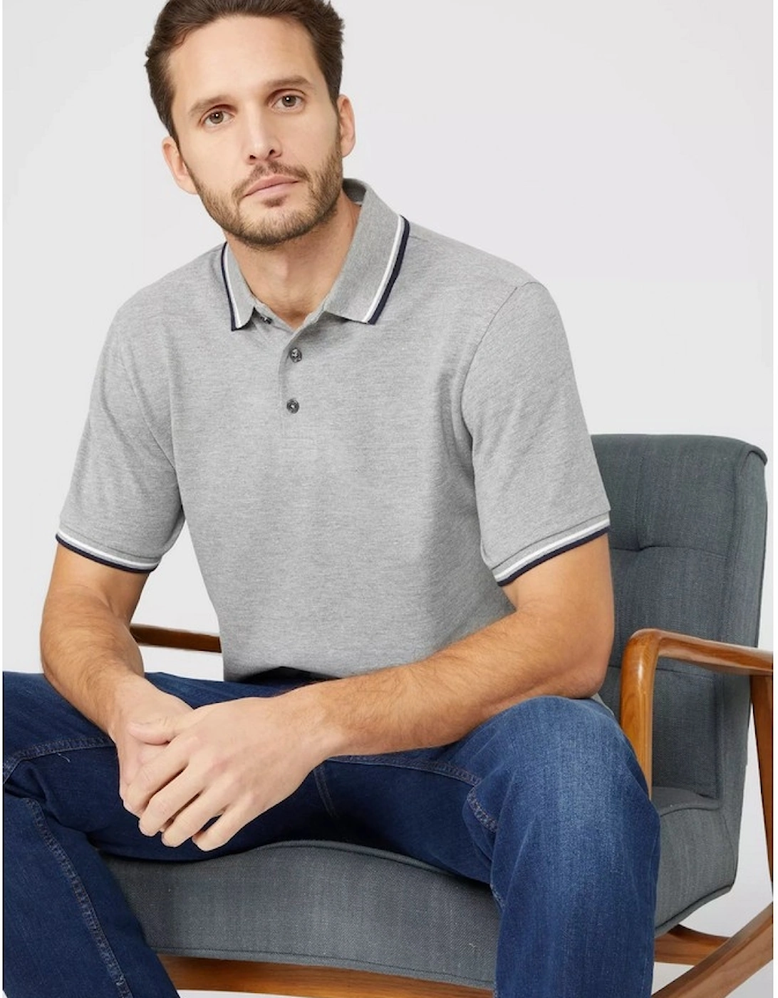 Mens Pique Tipped Polo Shirt