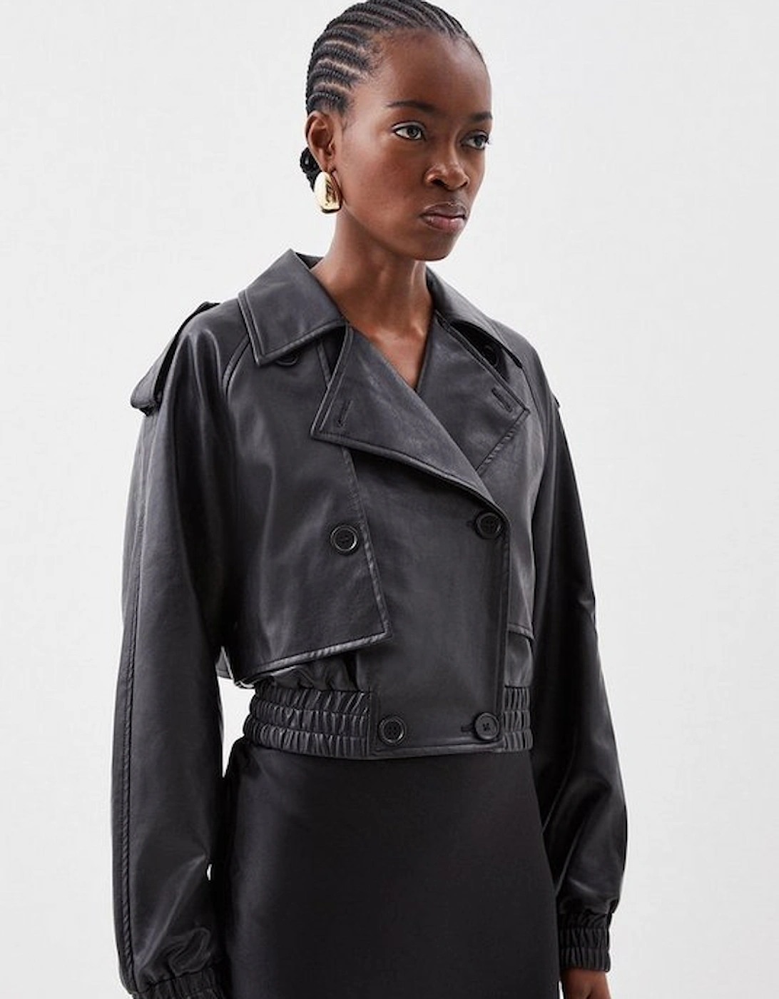 Faux Leather Tailored Bomber Mac Jacket, 5 of 4