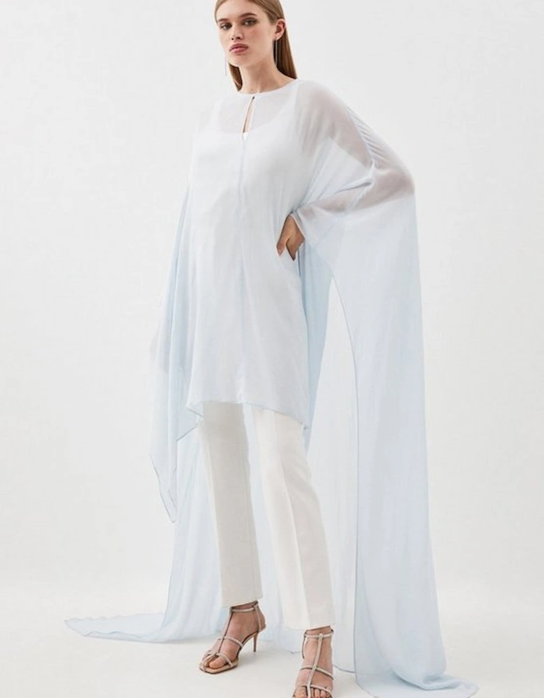 Sheer Cape Style High Low Woven Cape