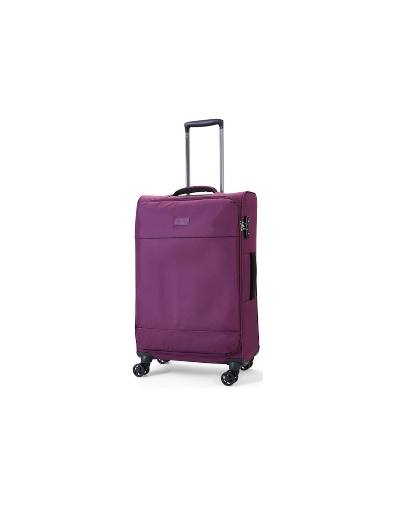 Paris 8 Wheel Softshell Lightweight Medium Suitcase With Lock -Purple