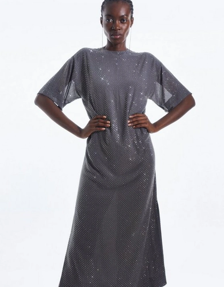 All Over Embellished Georgette Woven Maxi Dress