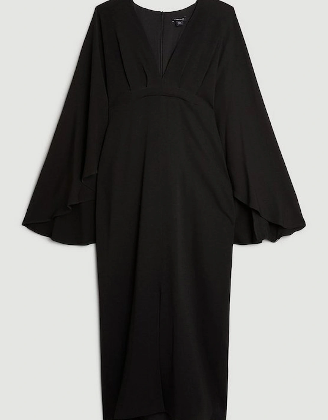 Tailored Compact Viscose Kimono Sleeve Plunge Neck Midi Dress