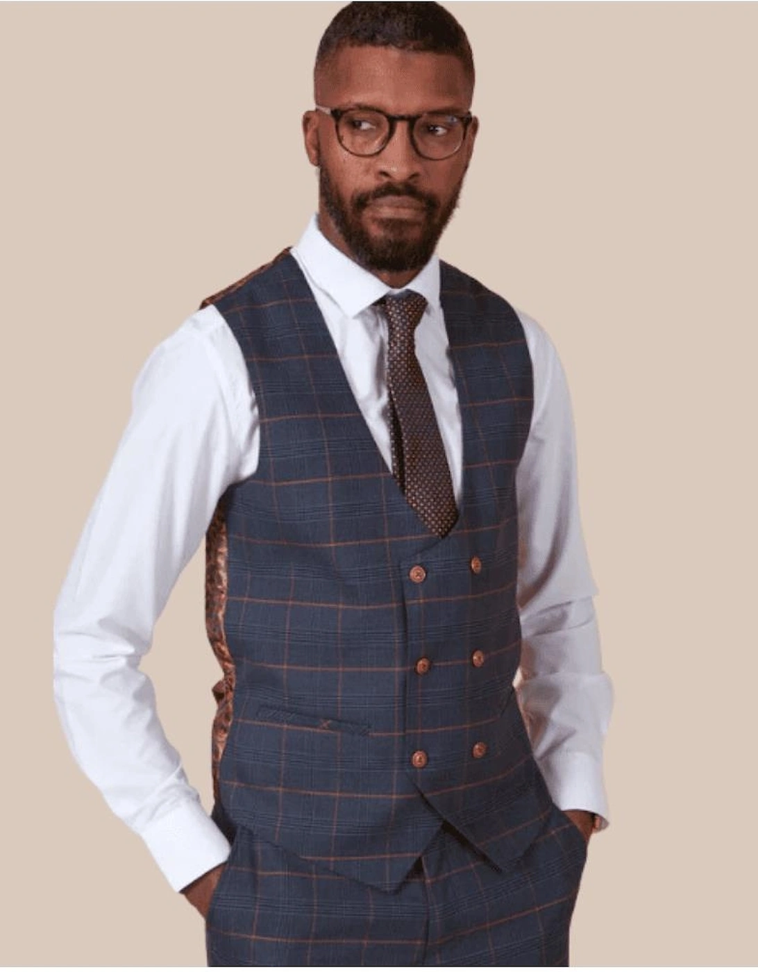 Jenson Marine Navy Check Waistcoat, 4 of 3