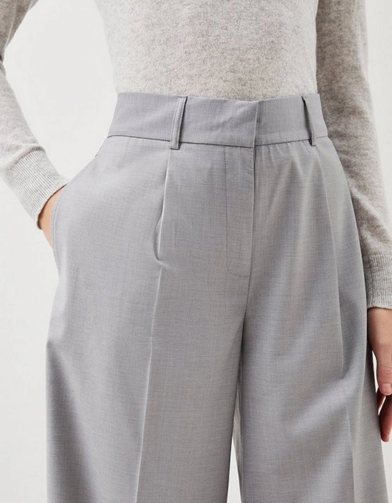 Tailored Wool Blend Wide Leg Trousers