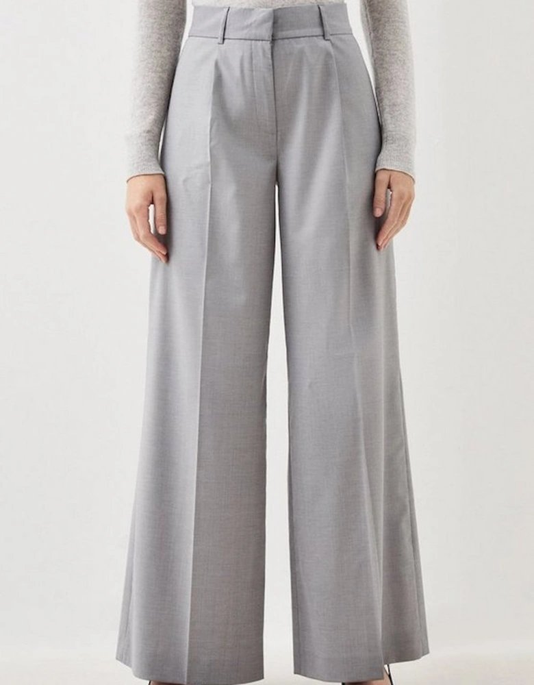 Tailored Wool Blend Wide Leg Trousers