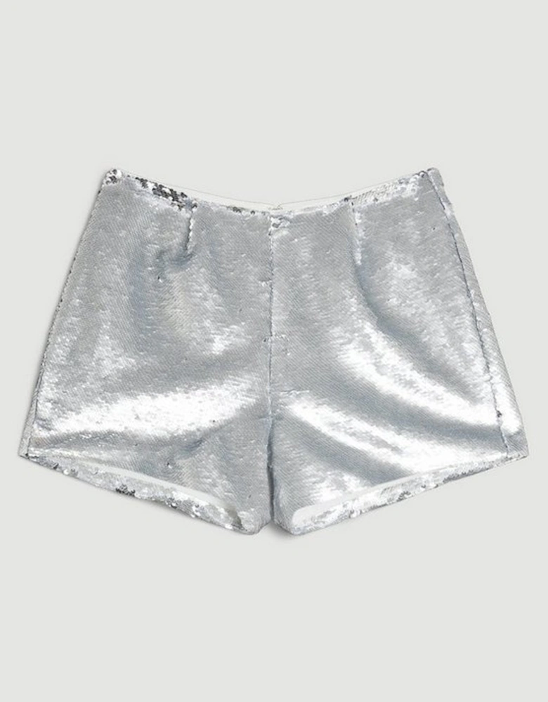 Sequin High Waisted Woven Shorts