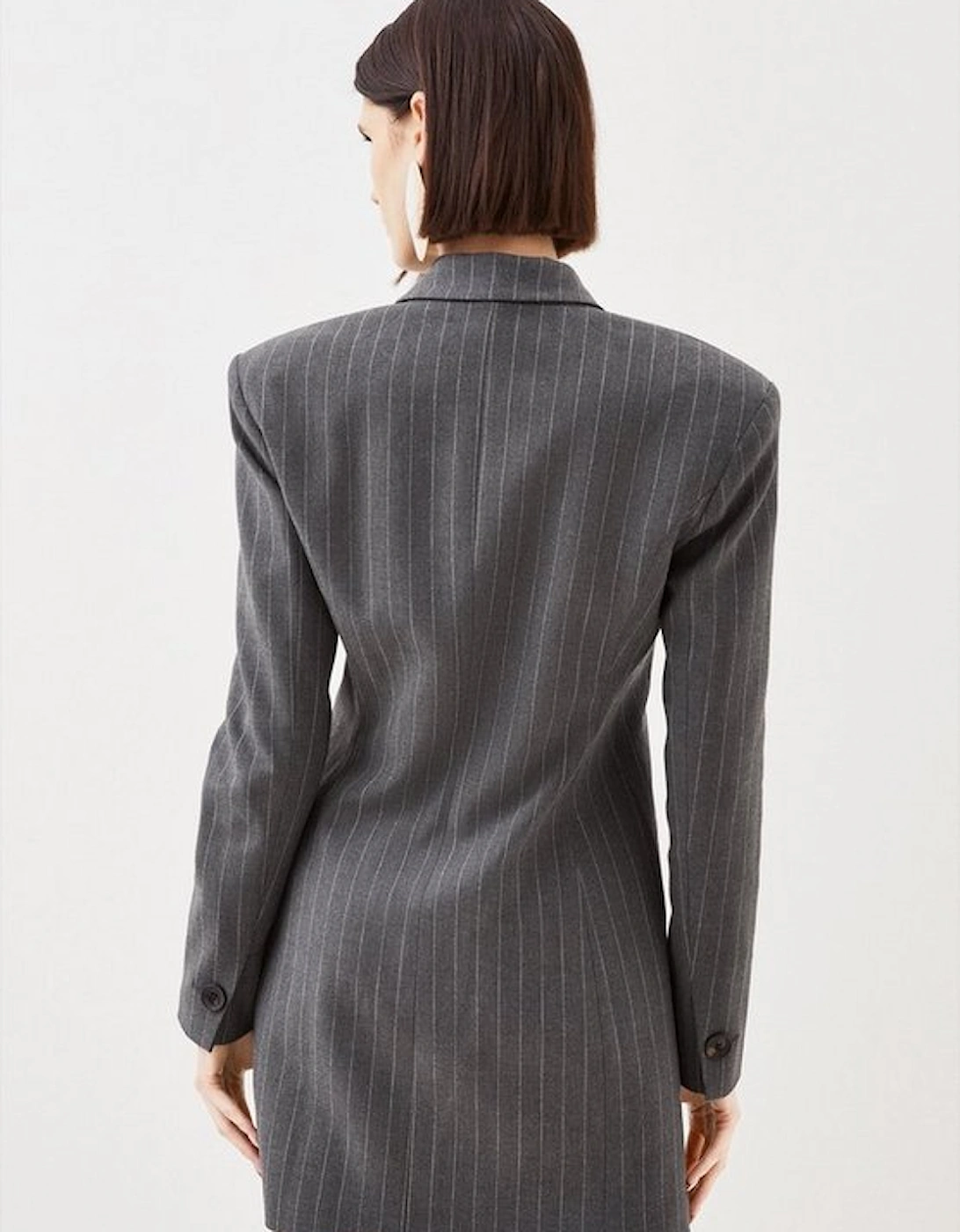 Tailored Compact Stretch Pinstripe Single Breasted Blazer Dress