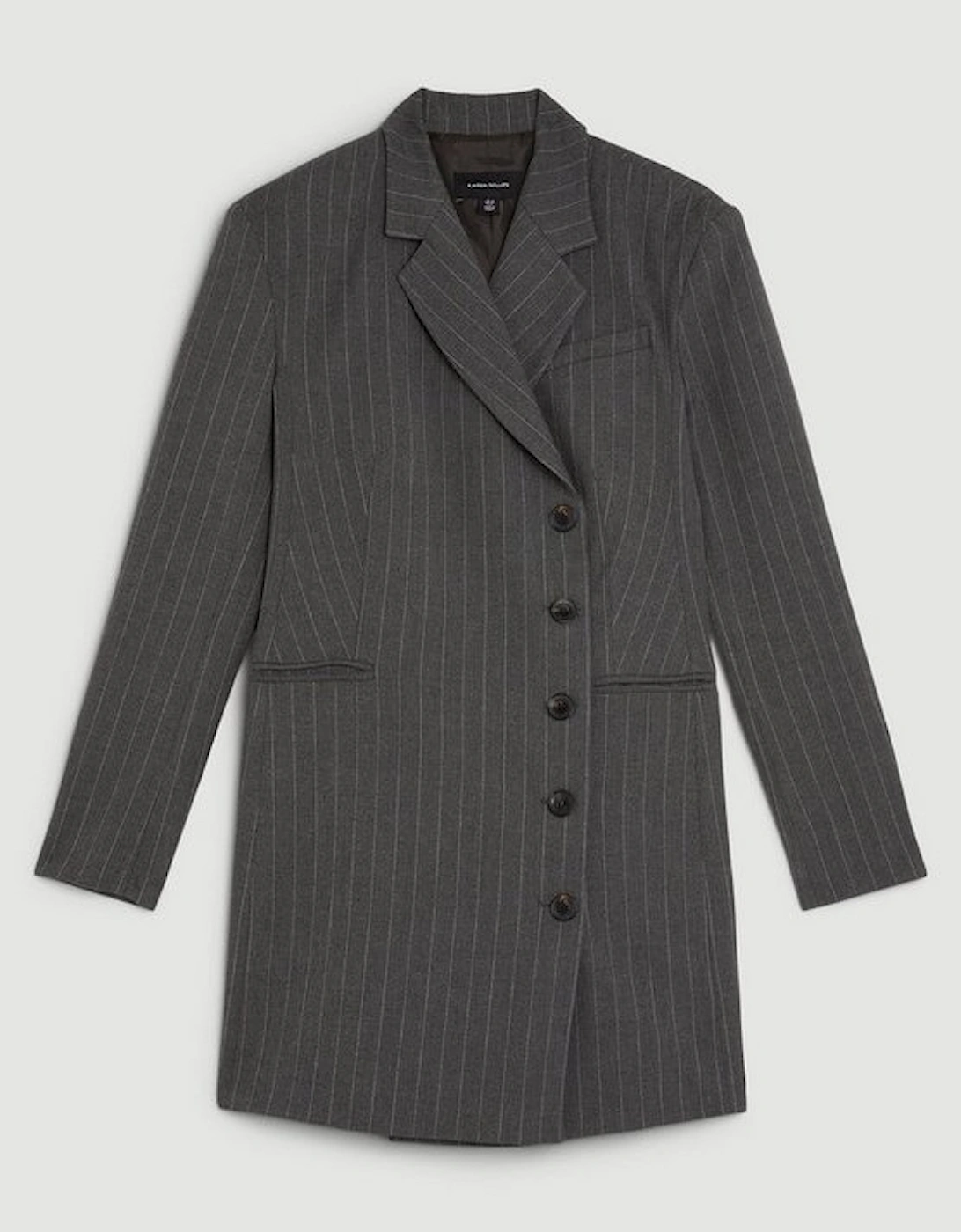 Tailored Compact Stretch Pinstripe Single Breasted Blazer Dress
