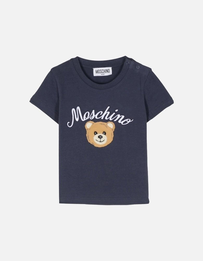 Kids Leo Teddy Bear-print T-shirt Navy