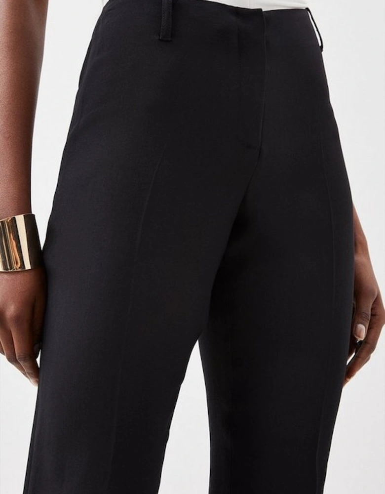 Polished Viscose Tailored Low Waist Straight Leg Trousers