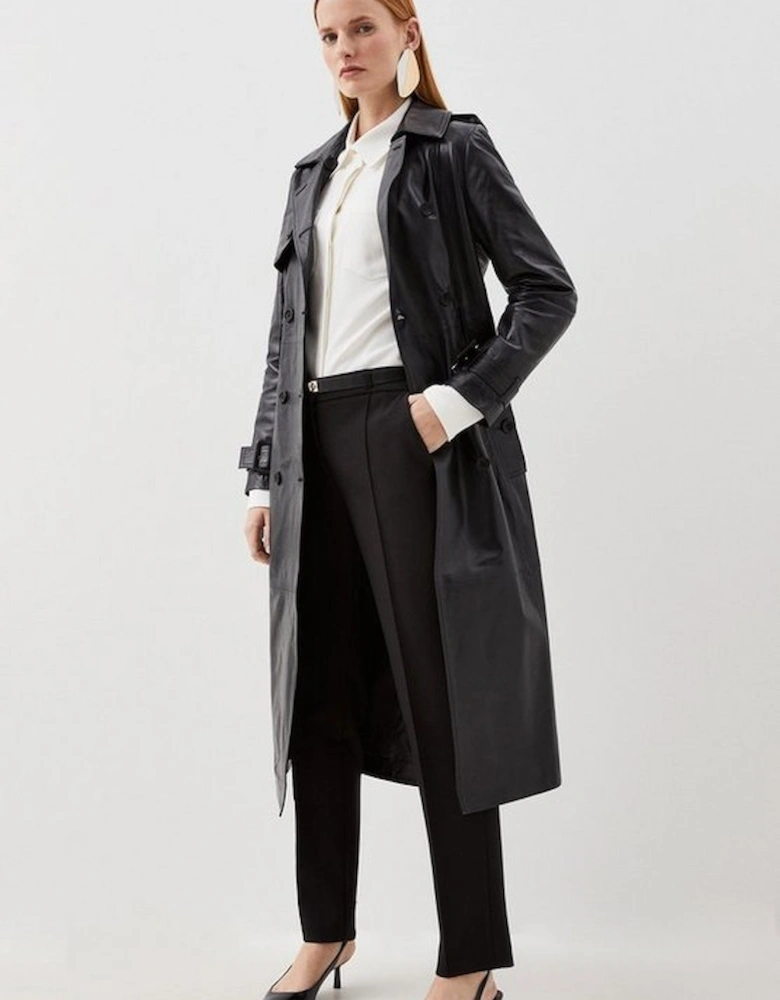 Leather Trench Belted Mac Midi Coat