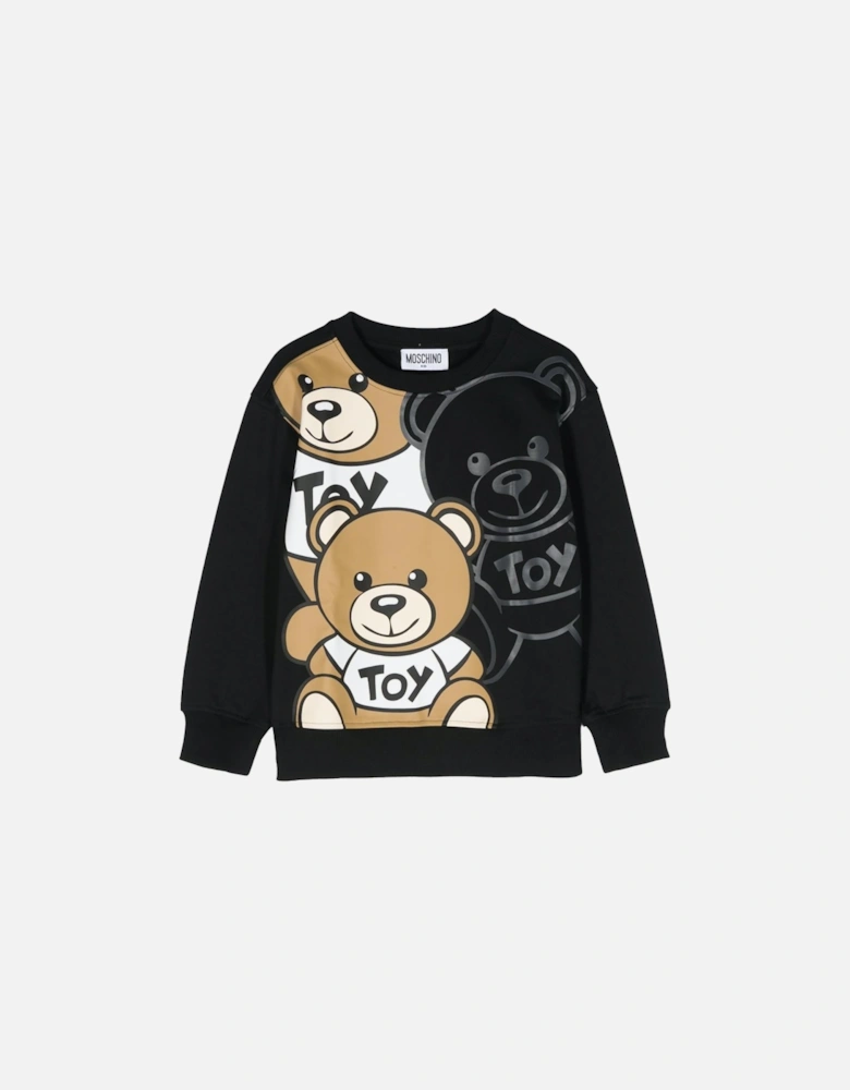 Kids Teddy bear-print cotton sweatshirt Black