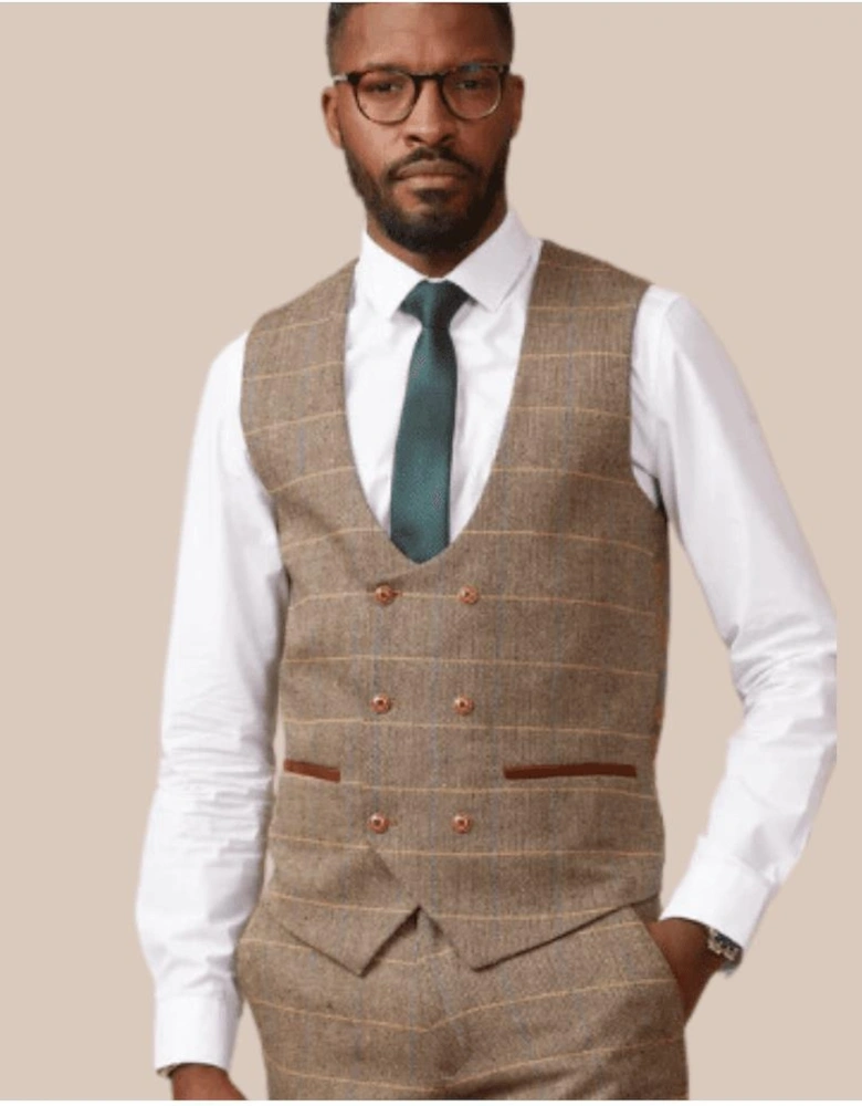 Ted Tan Tweed Double Breasted Waistcoat