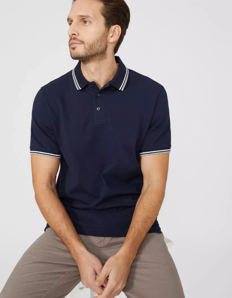 Mens Pique Tipped Polo Shirt