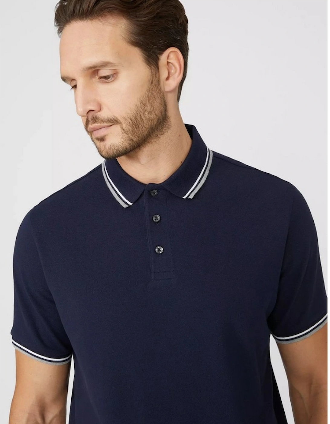 Mens Pique Tipped Polo Shirt