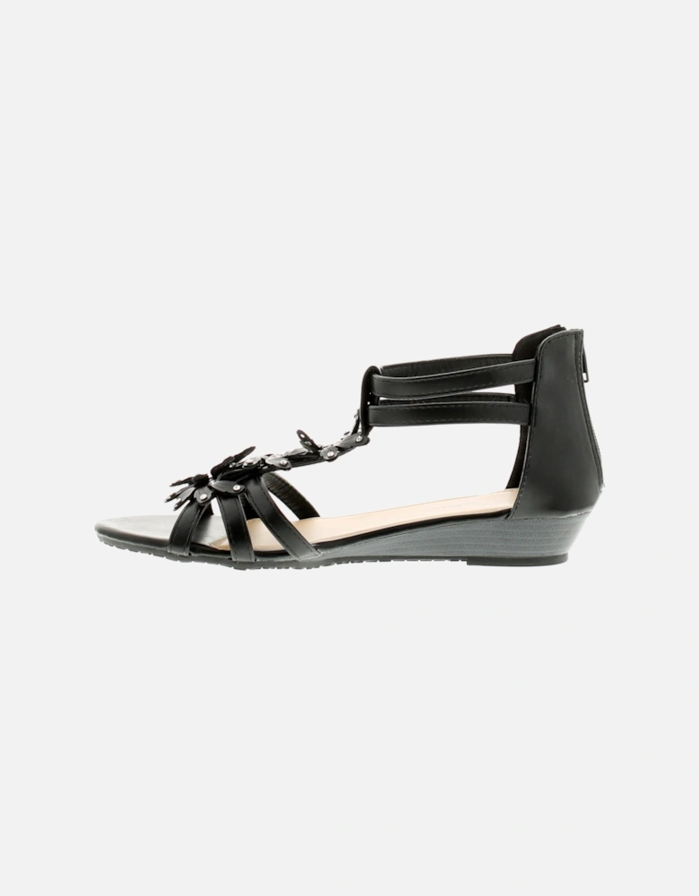 Womens Wedge Sandals Floella Zip black UK Size