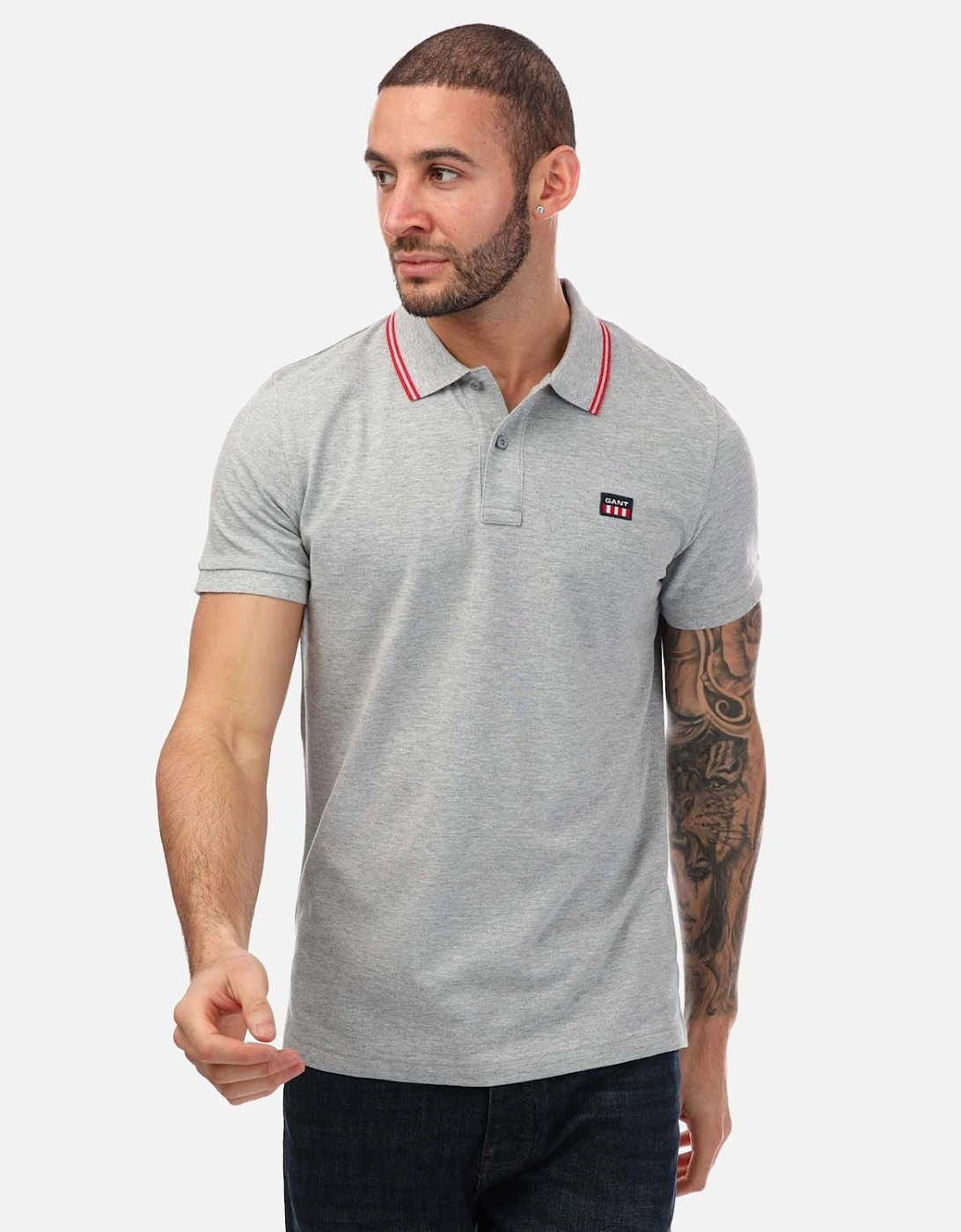 Mens Contrast Collar Pique Polo Shirt