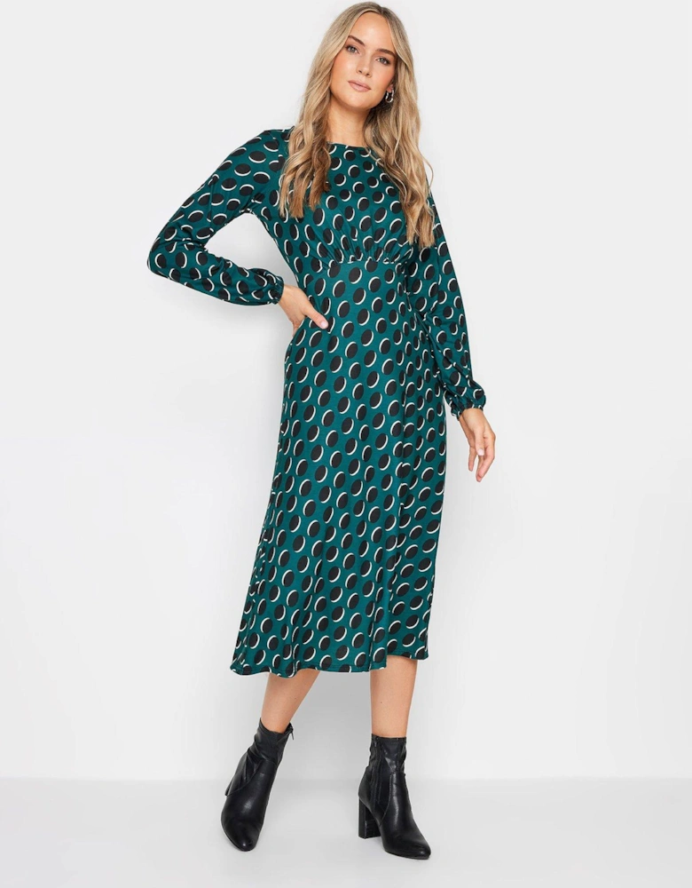 Forest Green Spot Print Dress