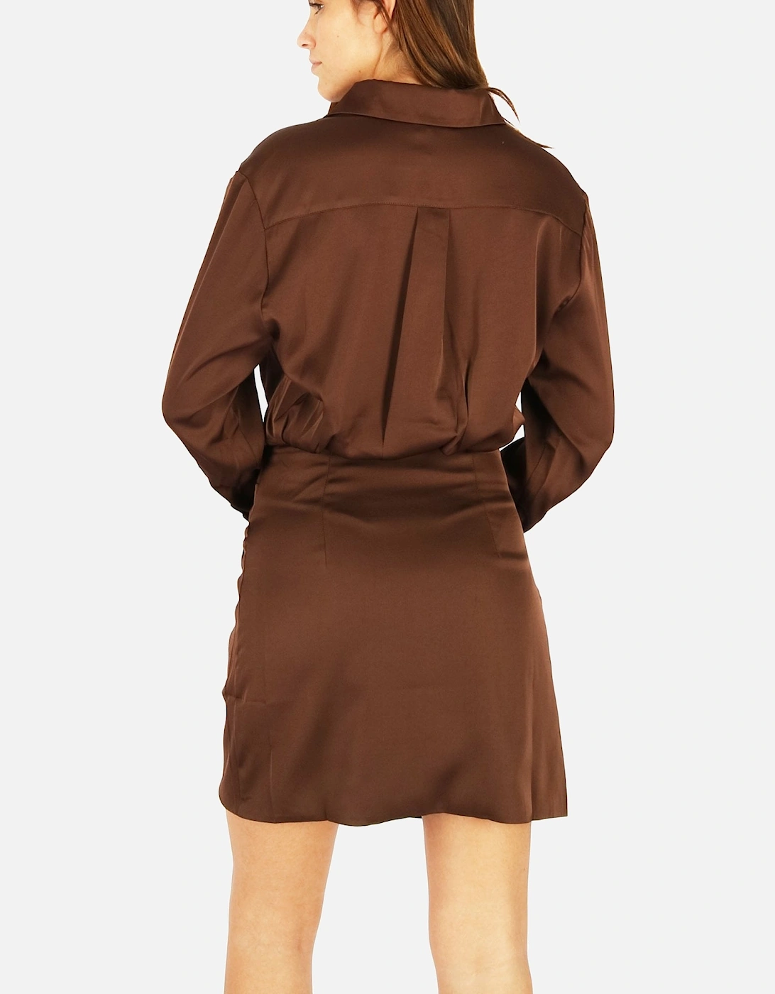 Halbe V Shirt Wrap Brown Dress