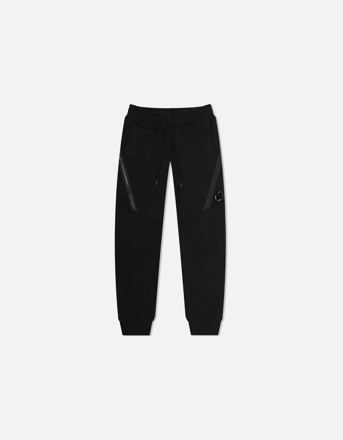 Diagonal Raised Fleece Zipped Black Track Pants, 5 of 4
