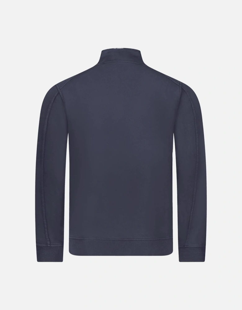 Cotton Light Fleece Half Zipped Blue Sweatshirt