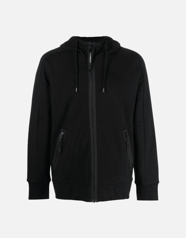 Diagonal Raised Fleece Goggle Black Zip Hoodie