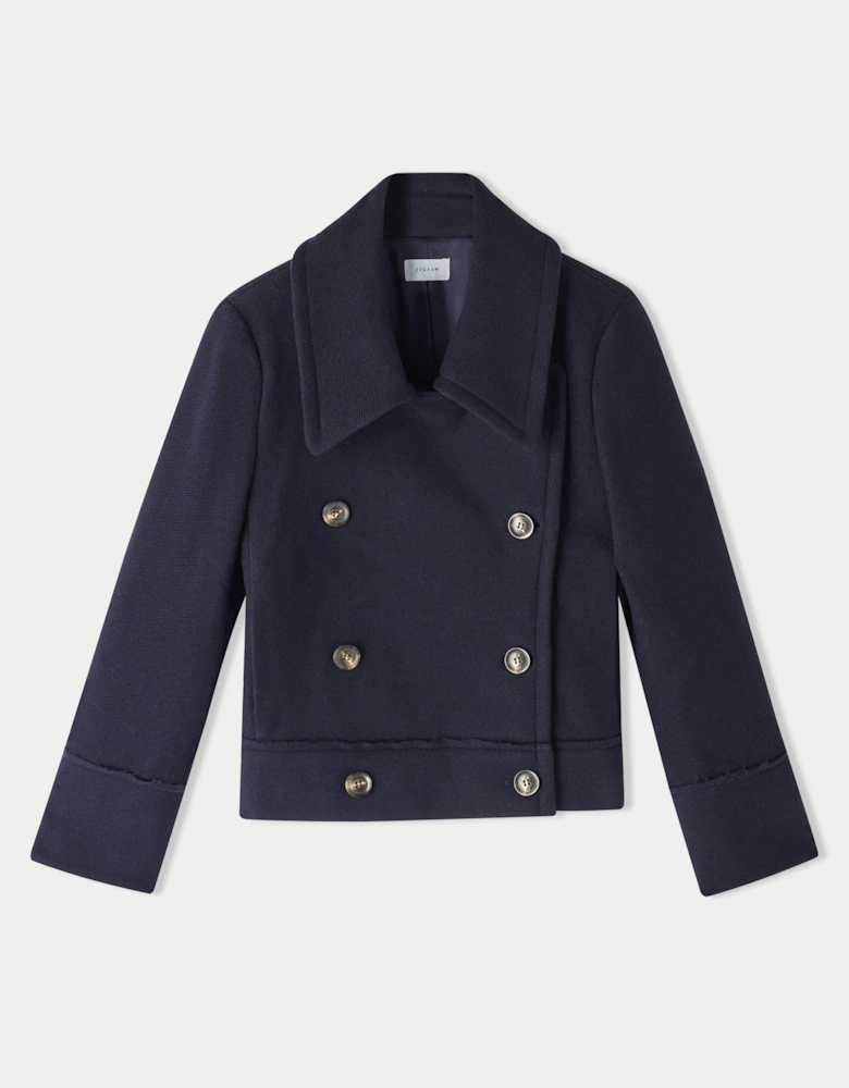 Modern Twill Pea Coat | Navy