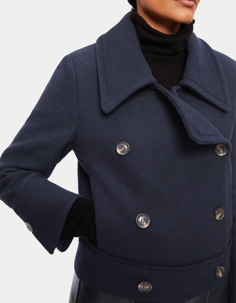 Modern Twill Pea Coat | Navy