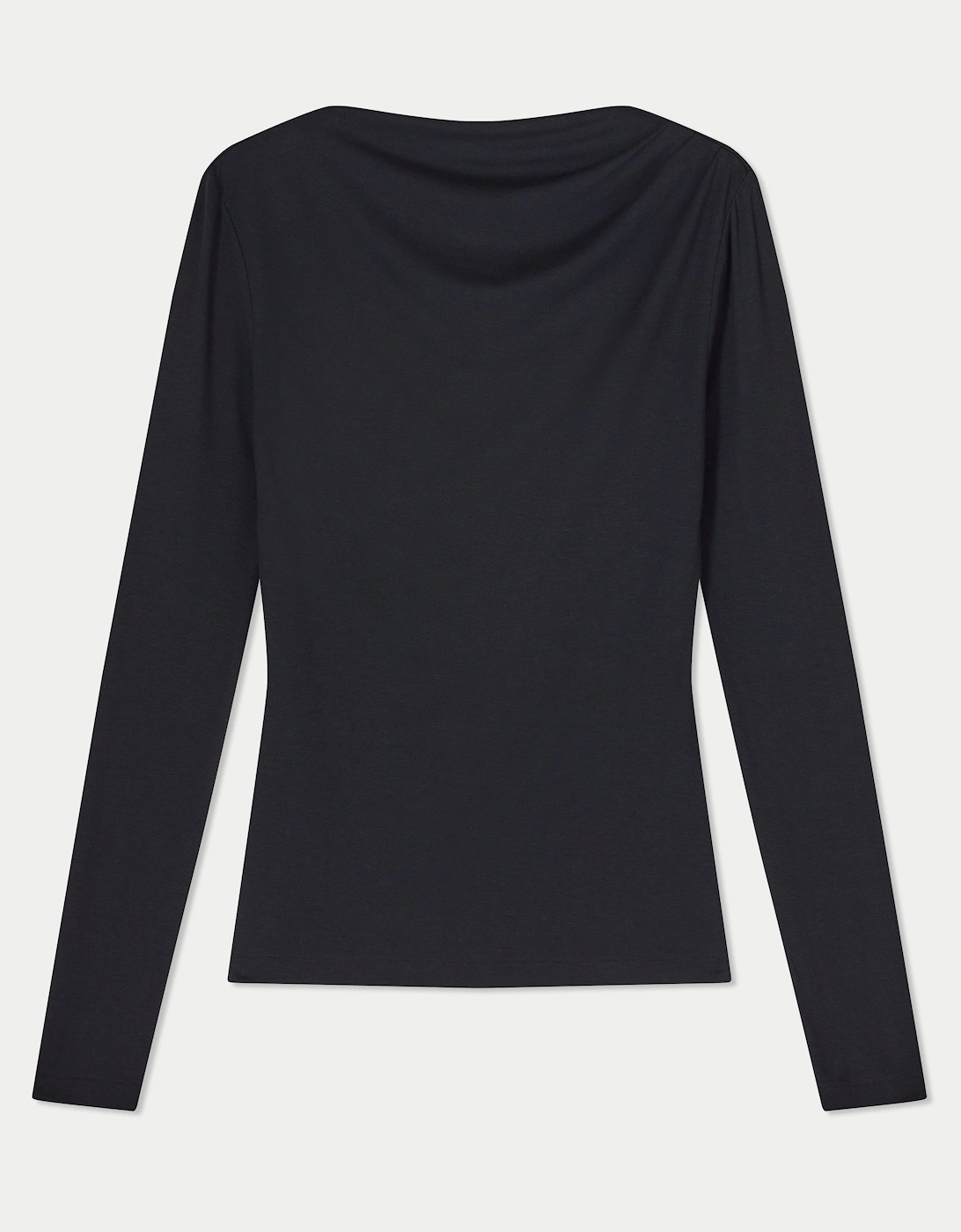 Pleat Long Sleeve Jersey Top | Black