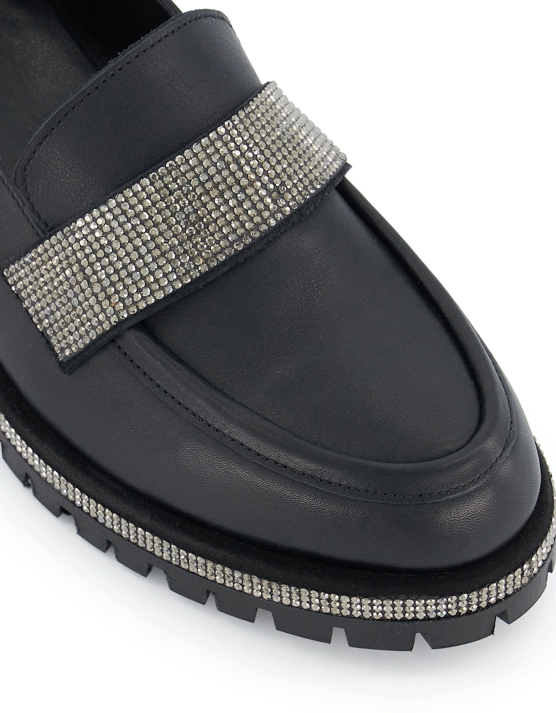 Ladies Glittering - Diamante-Trim Loafers