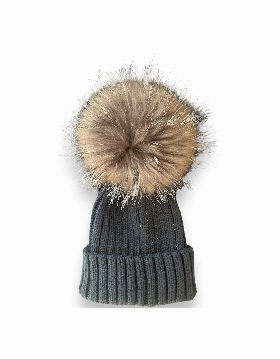 Grey Knit Real Fur Hat, 2 of 1