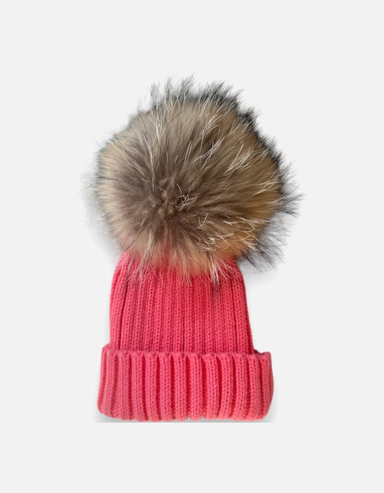 Coral Knit Real Fur Hat
