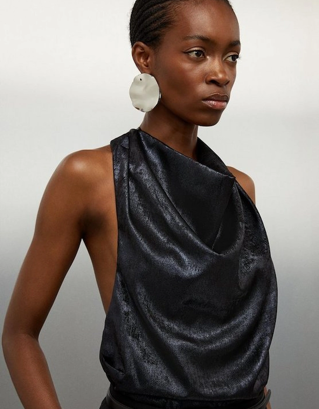 Halter Neck Metallic Woven Top, 5 of 4