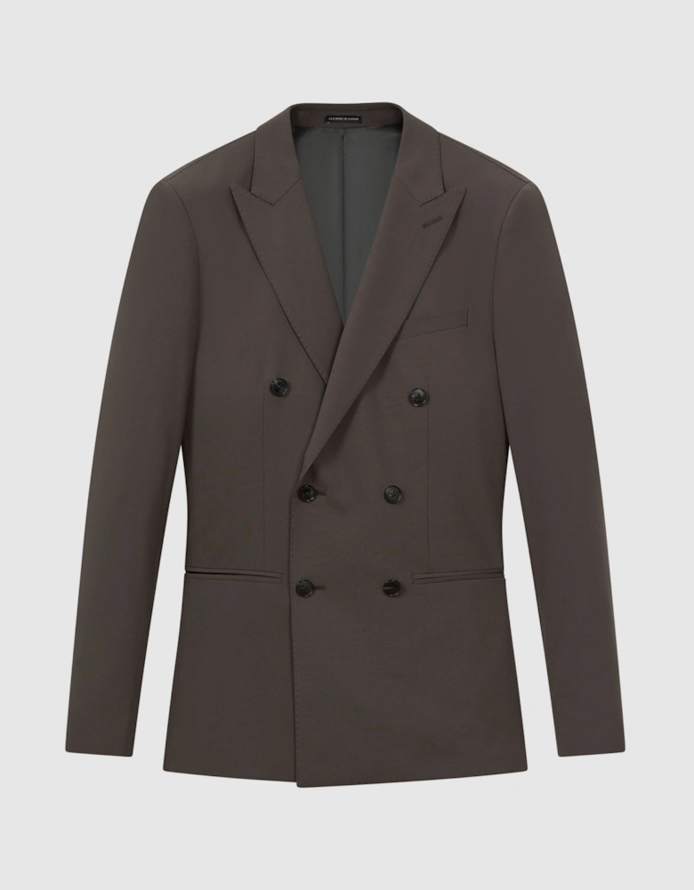 Slim Fit Wool Blend Double Breasted Blazer