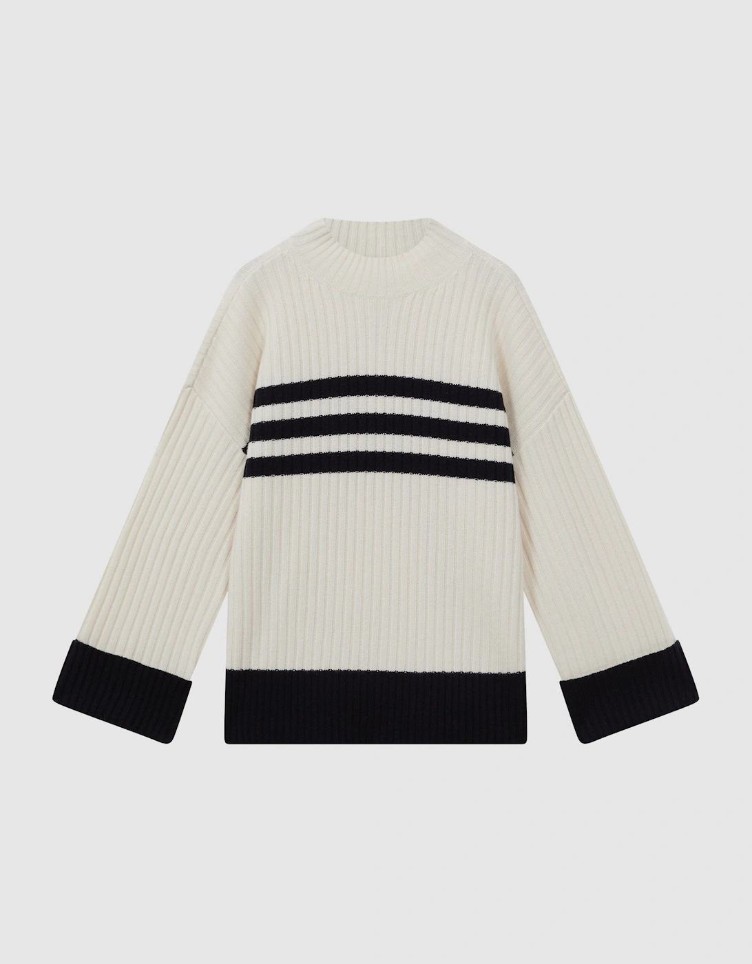 Ribbed Wool Funnel Neck Jumper, 2 of 1
