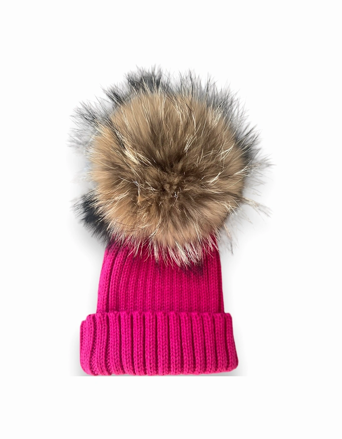 Fuchsia Knit Real Fur Hat, 2 of 1
