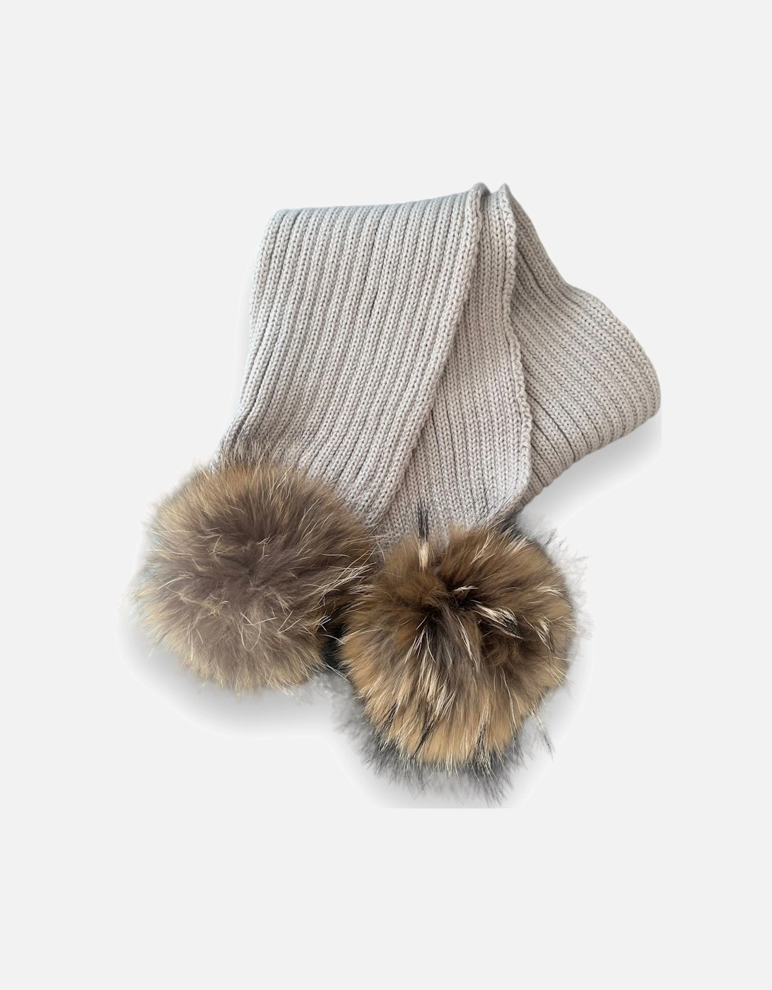 Beige Knit Real Fur Scarf, 2 of 1