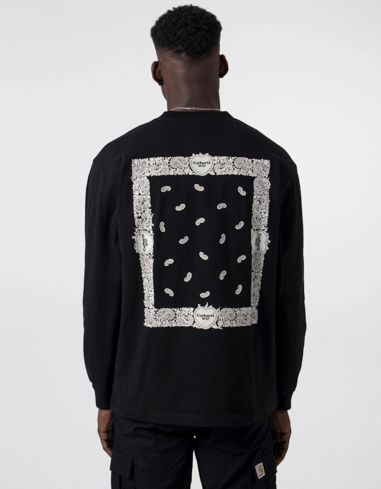 Relaxed Fit Long Sleeve Paisley T-Shirt