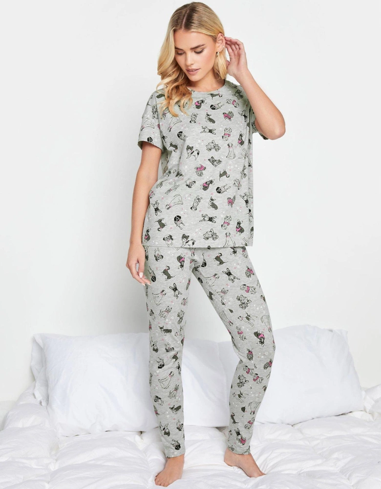 Petite Doggies Tapered Pj Set - Grey