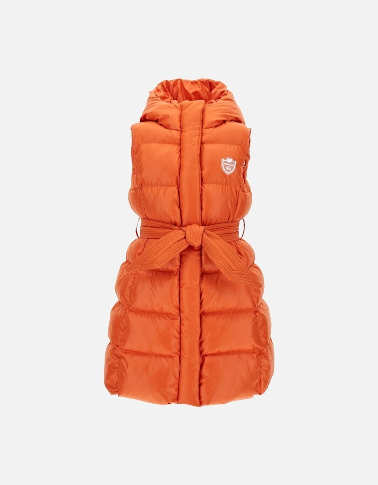 Girls Orange Hooded Gilet