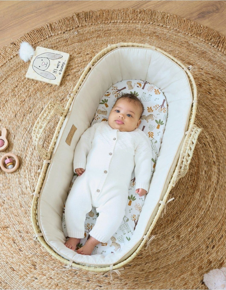 Savannah Palm Moses Basket with Rocking Stand - Sand Shell