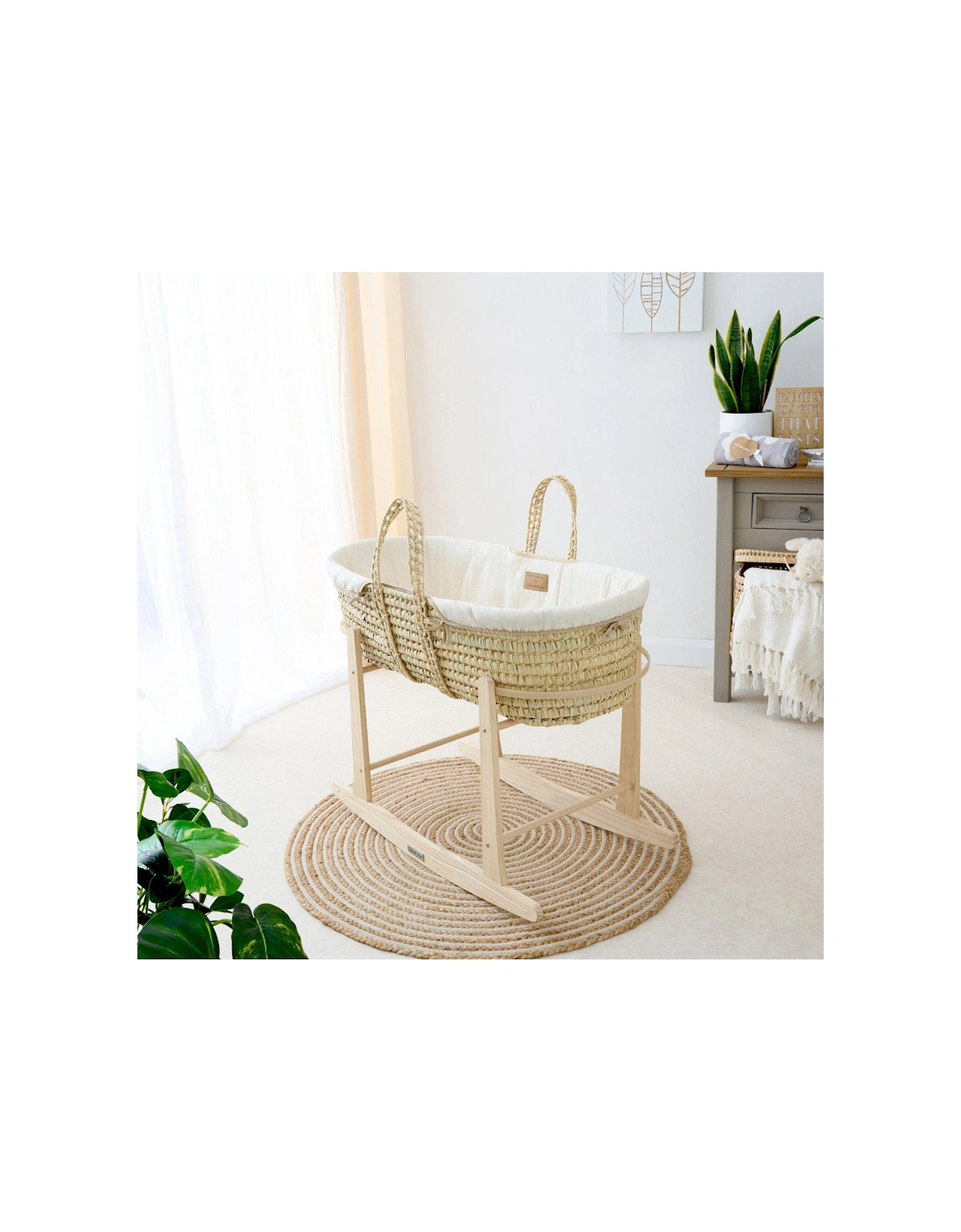 Palm Moses Basket with Rocking Stand - Cream, 3 of 2