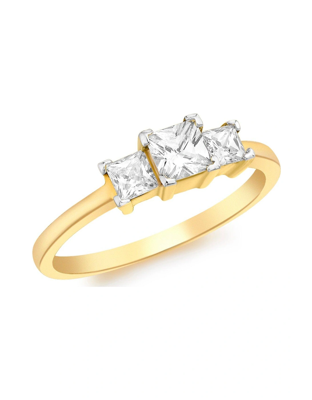 9ct Yellow Gold 1 x 5mm and 2 x 3mm Square CZ Graduated Ring, 2 of 1