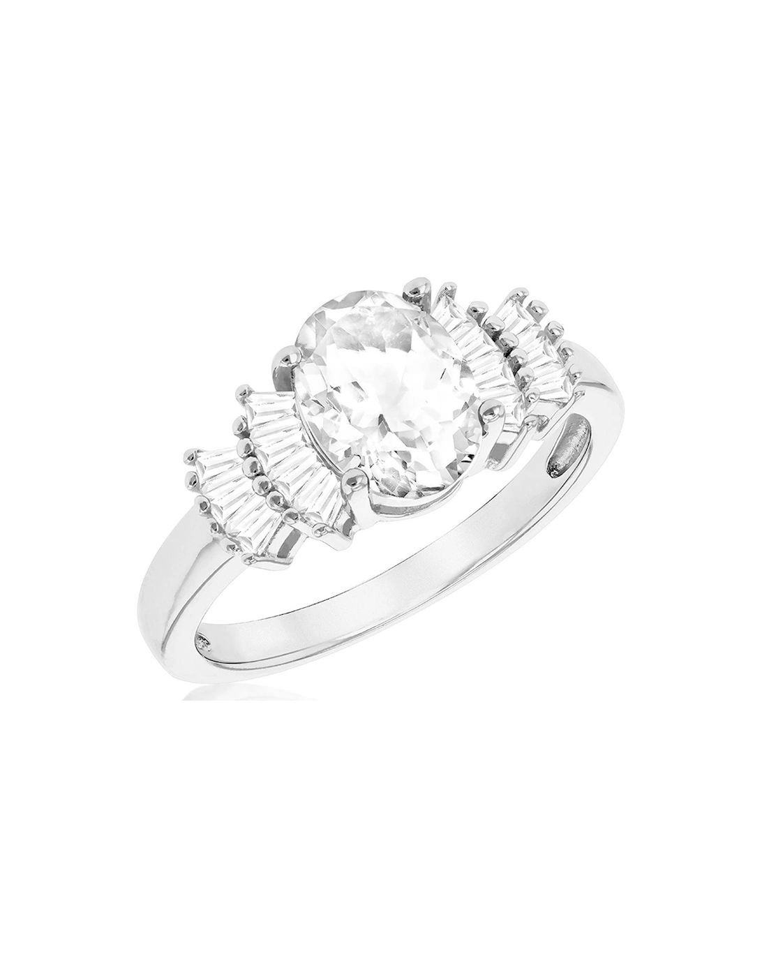 Silver Rhodium Plated Oval CZ Ring, 2 of 1