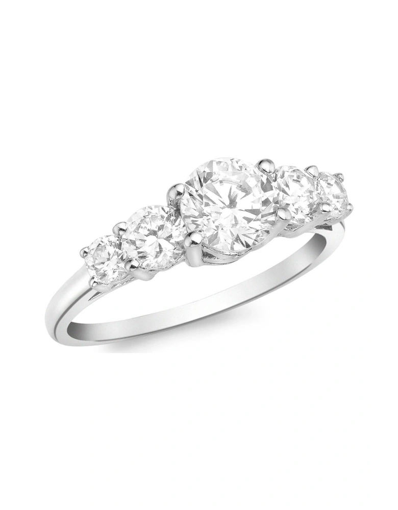 9ct White Gold 5-CZ Graduated Half-Eternity Ring